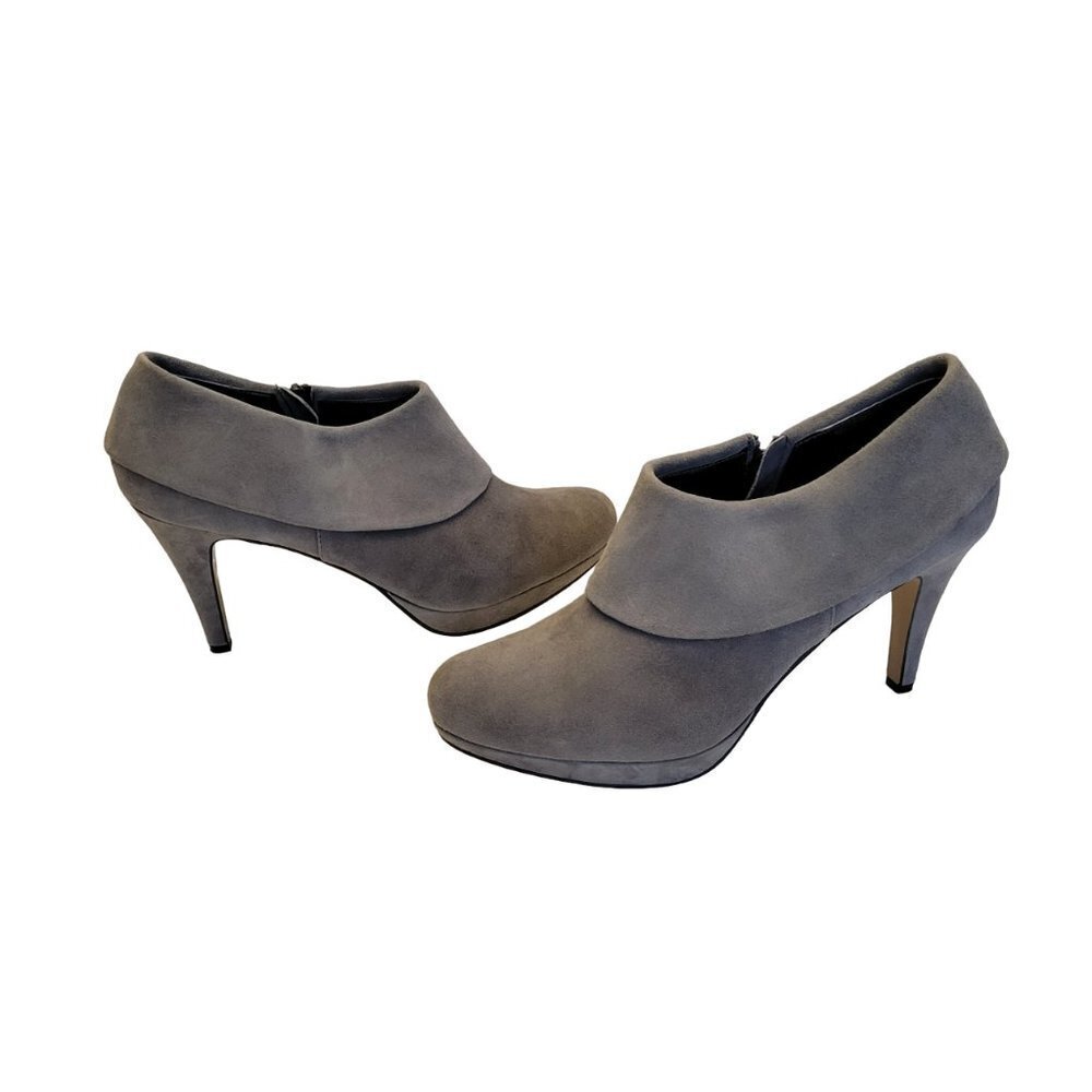 Adrienne Vittadini Graphite (Gray) Kidsuede Polenta Booties - Size 10M